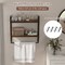 Rustic Brown Wall Mounted Bathroom Shelf with Towel Bar Modern 2 Tier Over Toilet Storage Rack